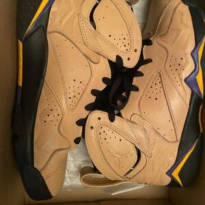 Jordan Beige and Black Sneakers with Purple Accents